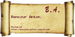 Benczur Anton névjegykártya